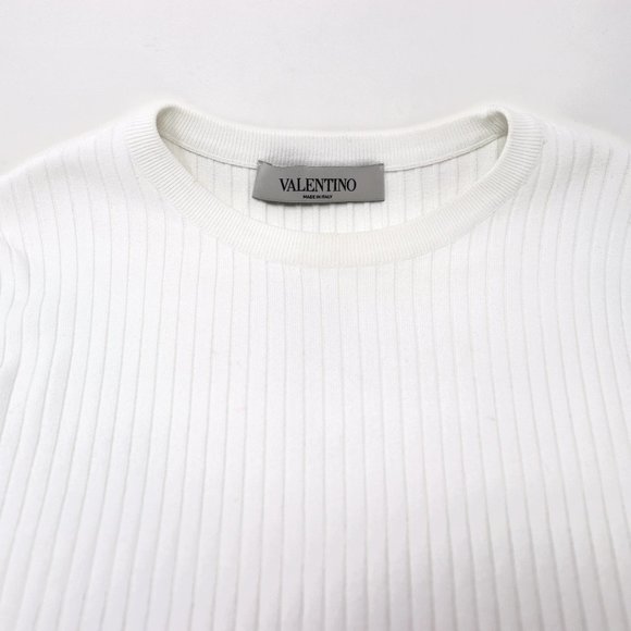 VALENTINO Logo & Stripes Cuff Rib Knit Sweater Top - Picture 9 of 15